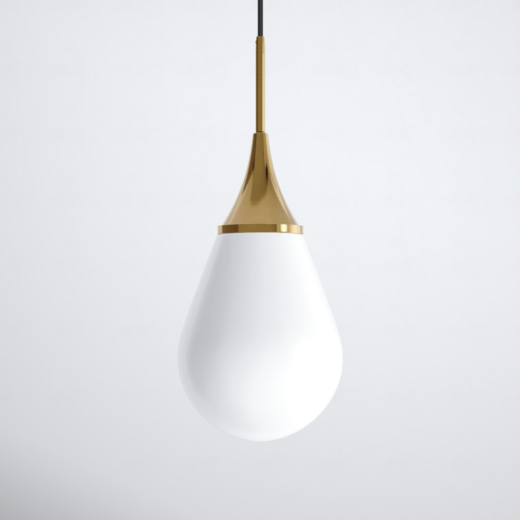 Gold and White Teardrop Glass Pendant Light