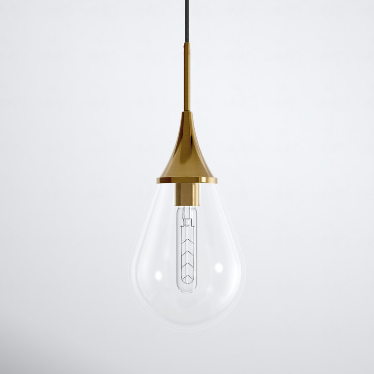 Gold and Clear Glass Teardrop Pendant Light