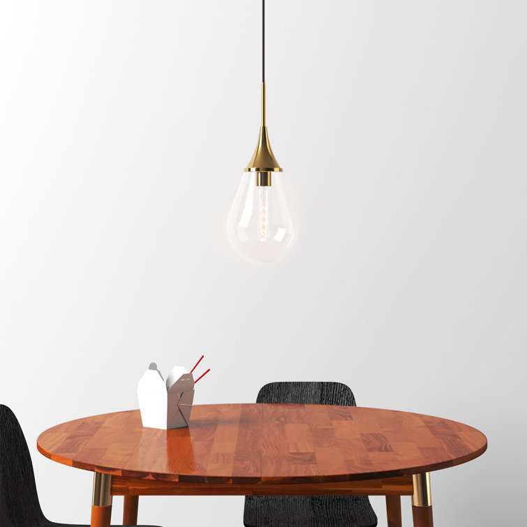 Gold and Clear Glass Teardrop Pendant Light