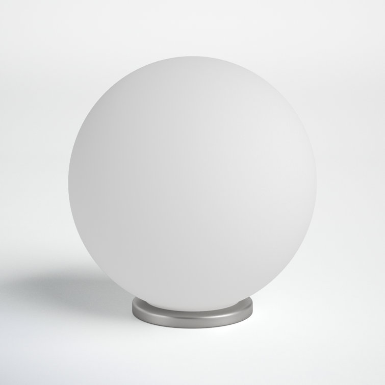 Rondo Silver Globe Table Lamp with Frosted Opal Shade