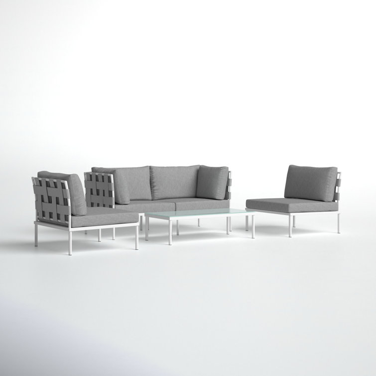 Harmony 5-Piece White & Gray Aluminum Outdoor Sectional Sofa Set