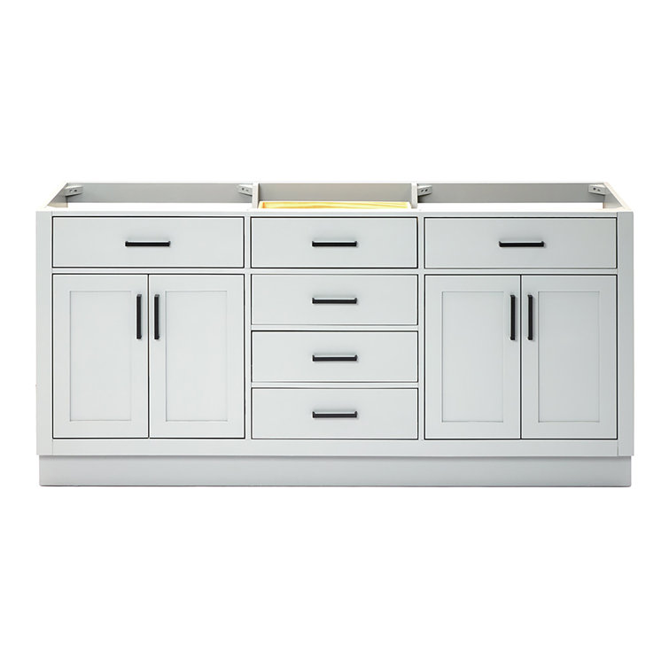 Ariel Hepburn 72" Gray Double Sink Freestanding Vanity Cabinet