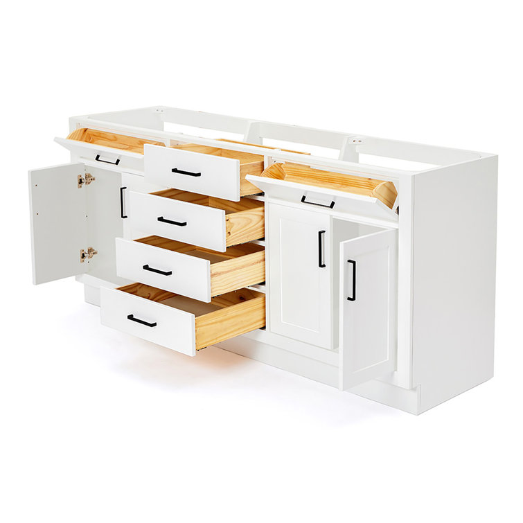 Hepburn 72" White Wood Double Freestanding Vanity Cabinet