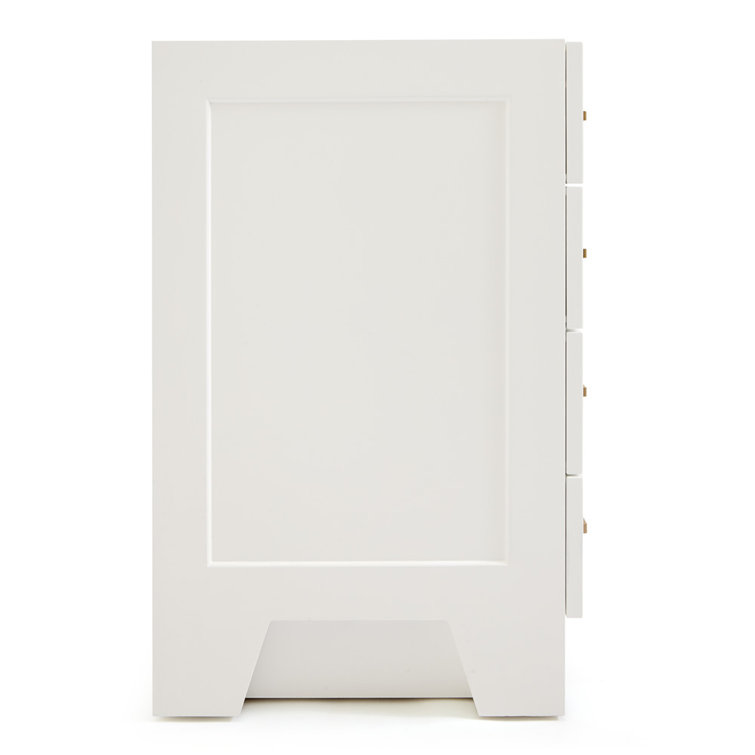 White Wood Freestanding Bathroom Vanity with Brass Hardware, 42 inches
