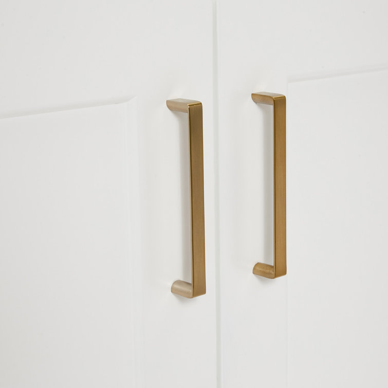 White Wood Freestanding Bathroom Vanity with Brass Hardware, 42 inches