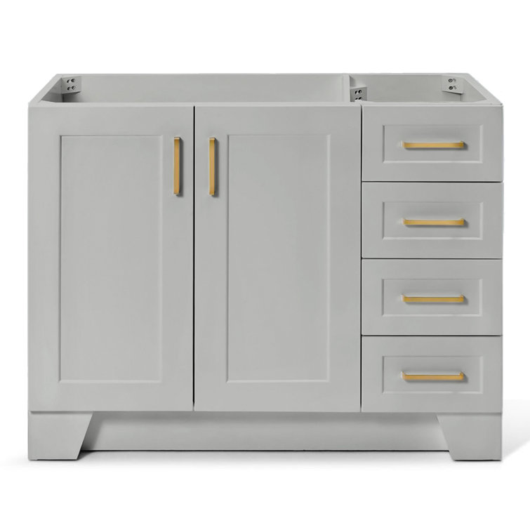 Gray 42'' Freestanding Wood Bathroom Vanity Base with Brass Hardware