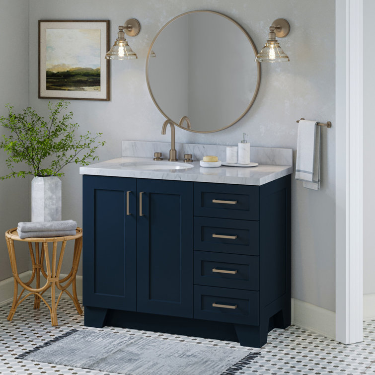 Midnight Blue 42'' Freestanding Wood Bathroom Vanity Base