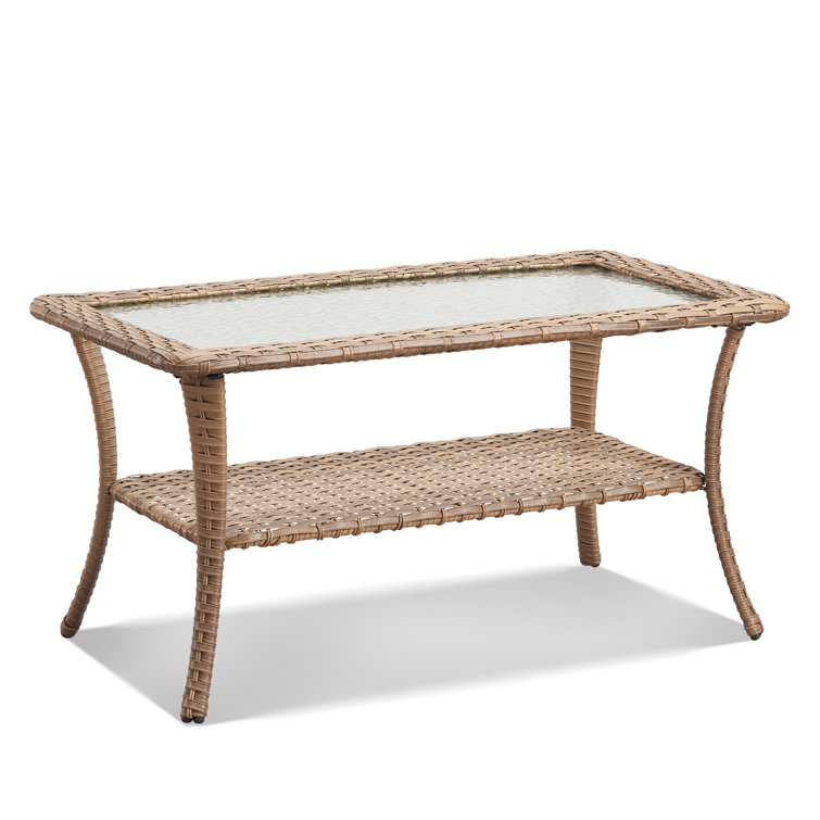 Carolina Yellow Steel Frame Glass Top Outdoor Coffee Table