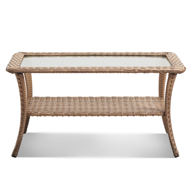 Carolina Yellow Steel Frame Glass Top Outdoor Coffee Table