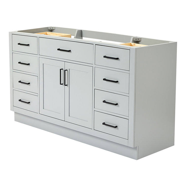 Gray Hardwood Plywood 60'' Single Freestanding Vanity Base
