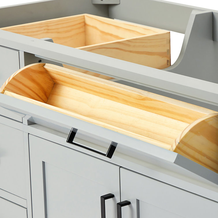 Gray Hardwood Plywood 60'' Single Freestanding Vanity Base