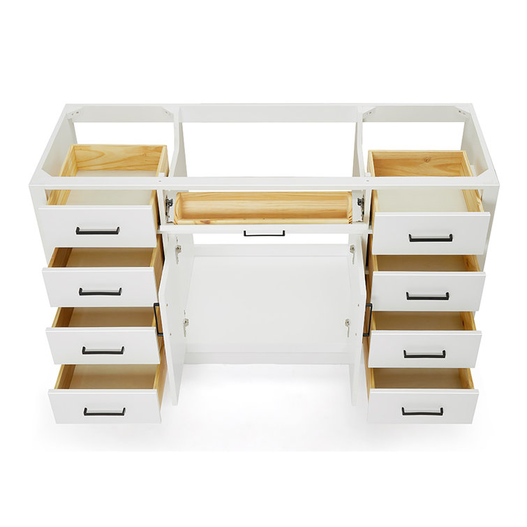 60'' White Hardwood Single Freestanding Bathroom Vanity Base