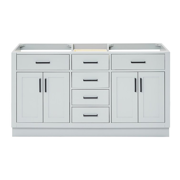 Gray 60'' Double Freestanding Hardwood Vanity Base