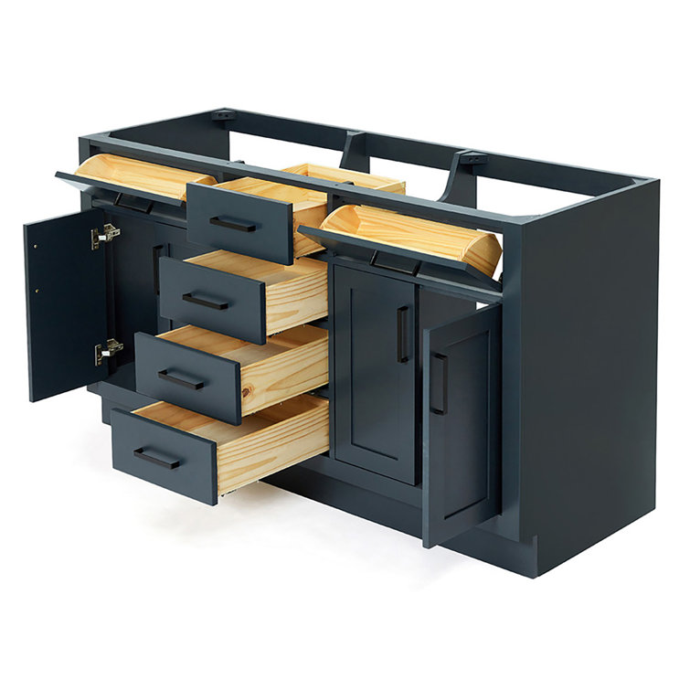 Midnight Blue 60'' Double Freestanding Hardwood Vanity Base
