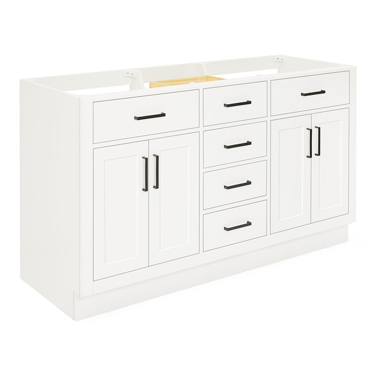 60'' White Hardwood Double Freestanding Bathroom Vanity