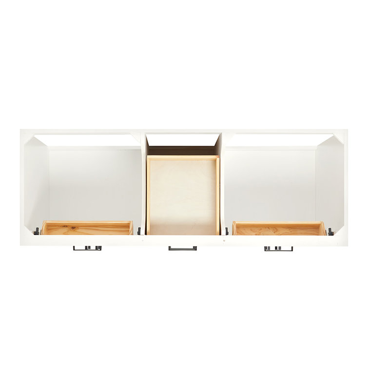 60'' White Hardwood Double Freestanding Bathroom Vanity