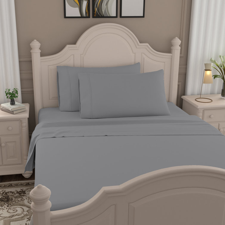 Full Dark Gray Cotton Percale Sheet Set with Pillowcases