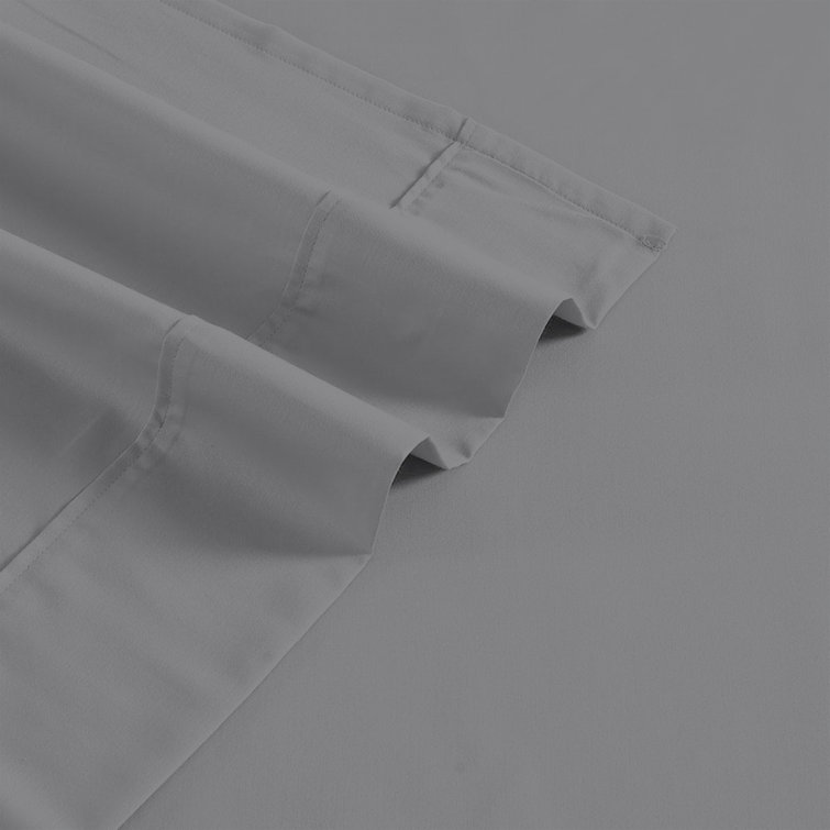Full Dark Gray Cotton Percale Sheet Set with Pillowcases