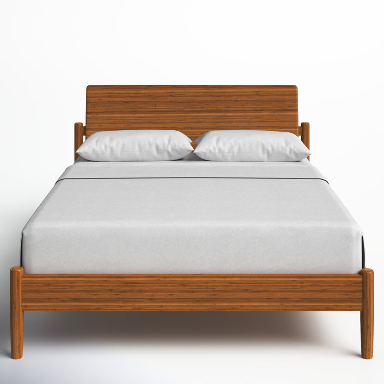 Amber Bamboo Queen Bed with Upholstered Headboard and Slats