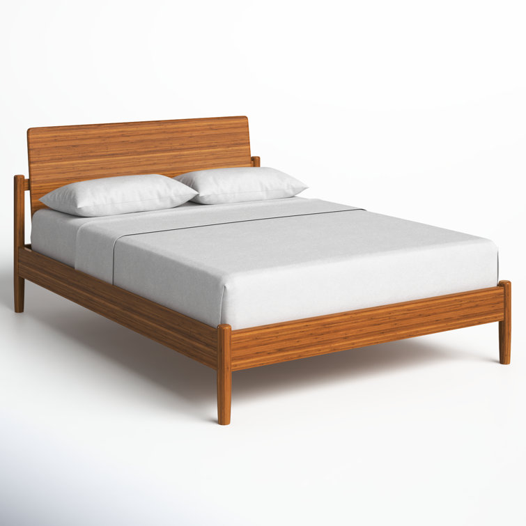 Amber Bamboo Queen Bed with Upholstered Headboard and Slats