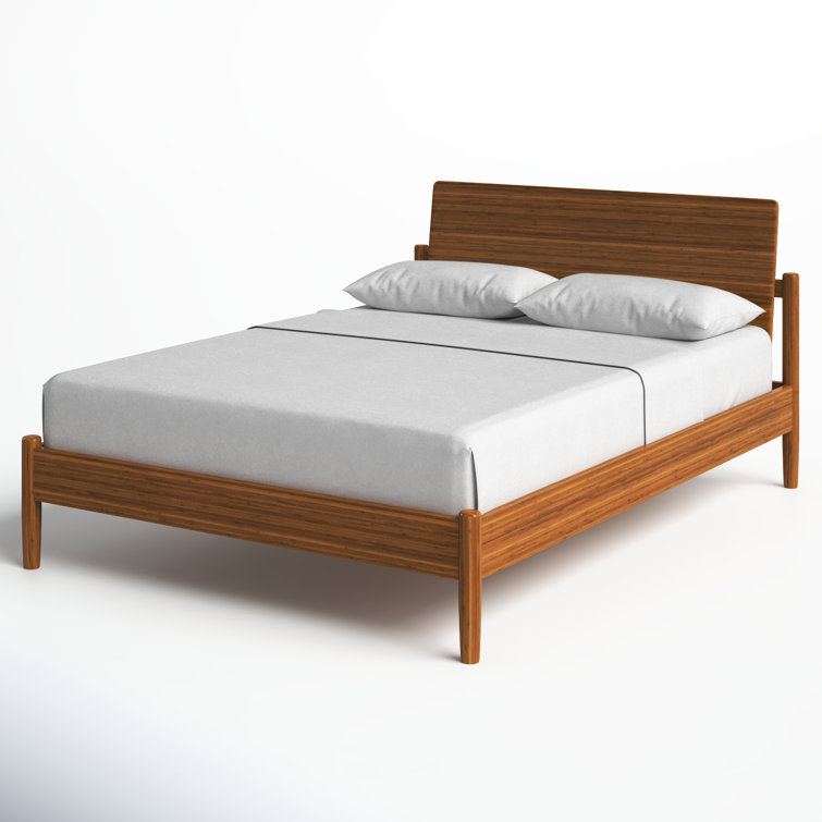 Amber Bamboo Queen Bed with Upholstered Headboard and Slats