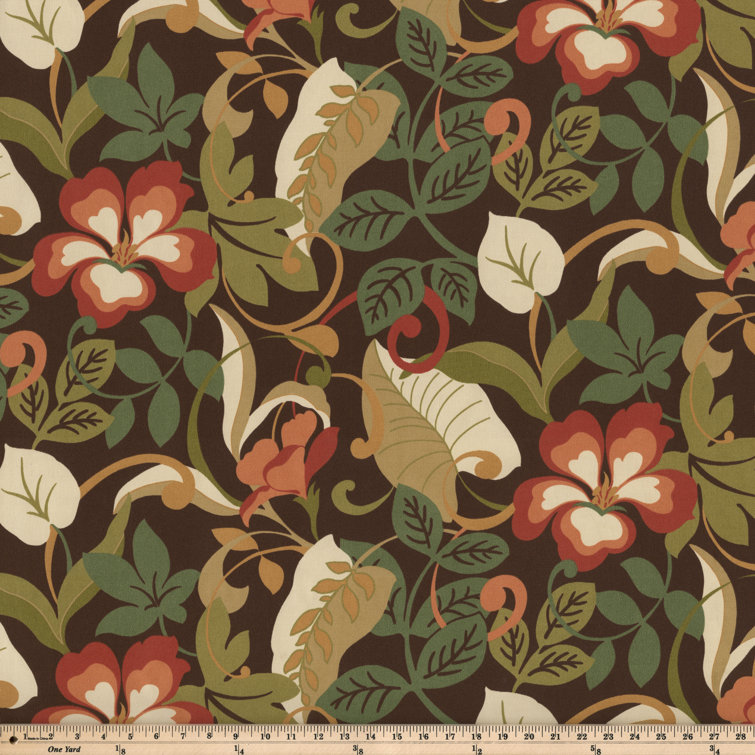 Brown and Green Floral Outdoor Throw Pillow Set