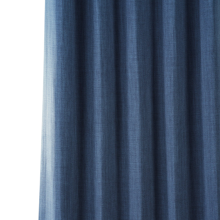 Denim Blue Faux Linen Blackout Curtains, 100" x 84"