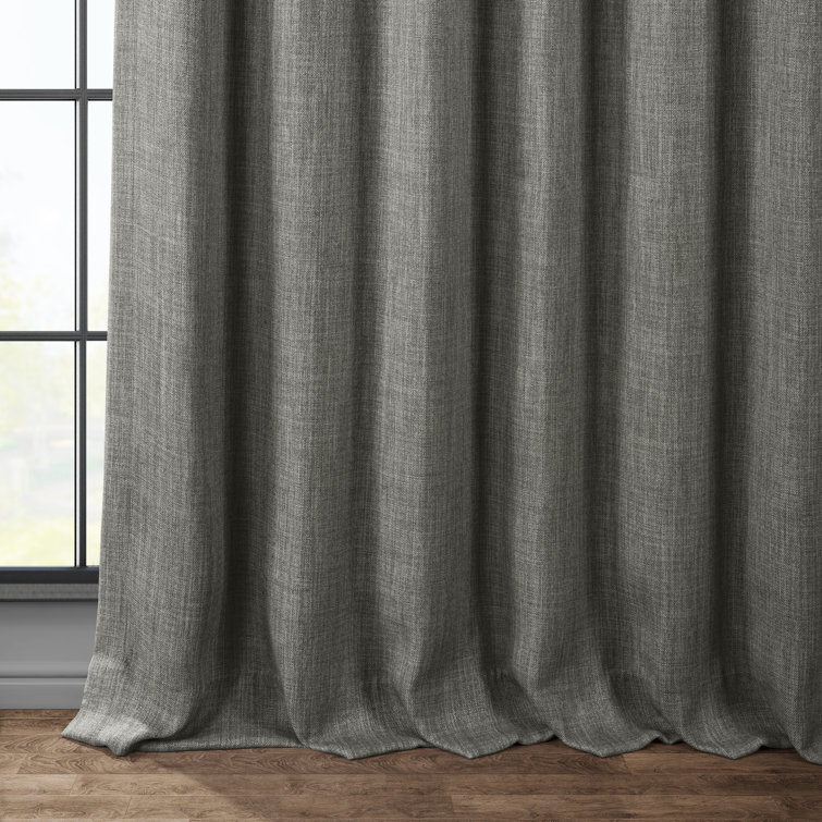 Dandelion Gold Faux Linen Blackout Curtain Panel, 100" x 84"