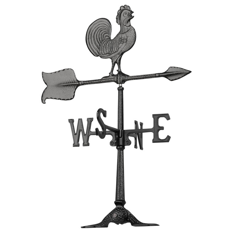 24" Black Recycled Aluminum Rooster Weathervane