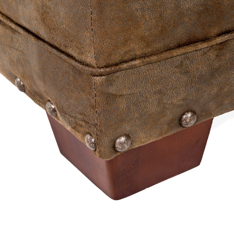 Sierra Lodge Brown Microfiber and Tapestry Ottoman
