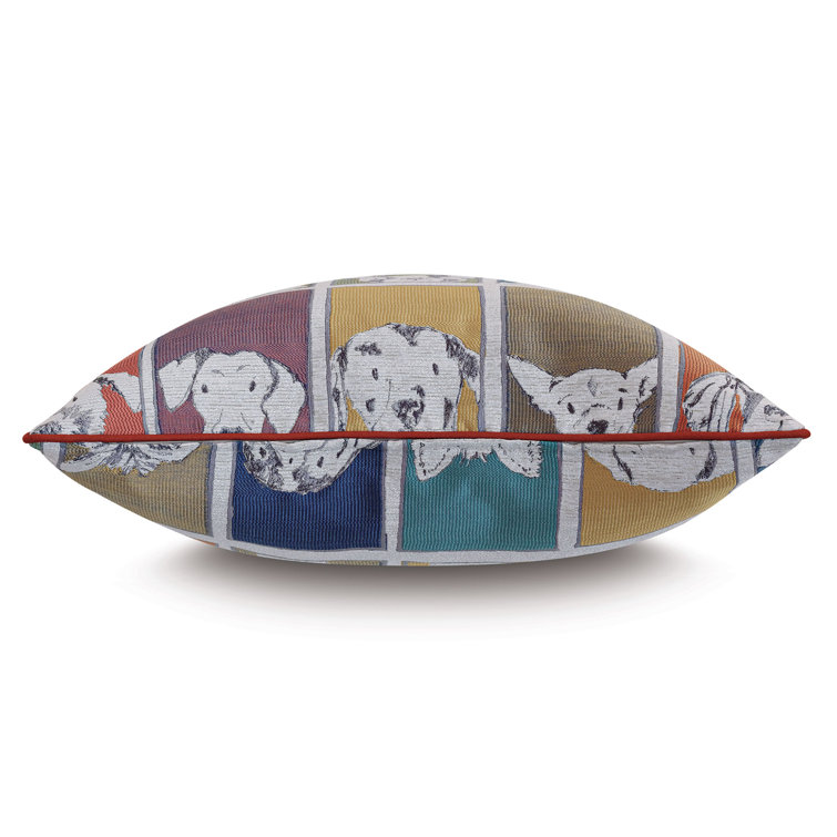 Multicolor Embroidered Dog Design Square Pillow
