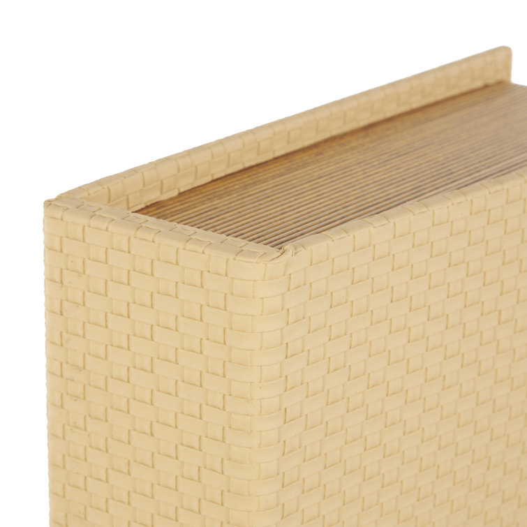 Cream Faux Leather and Wood Book Shaped Decorative Box Set