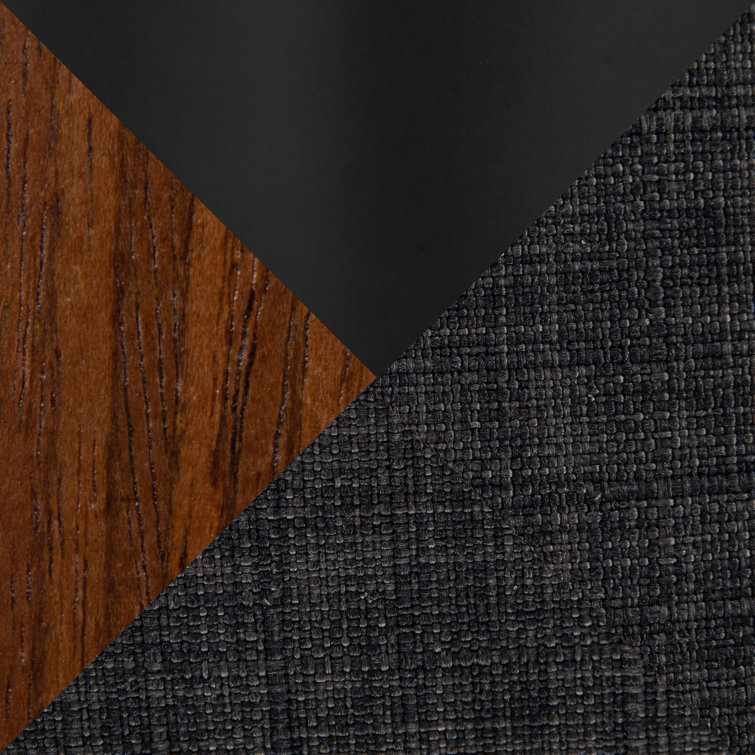 Dark Gray Swivel Counter Stool with Walnut Wood and Metal Frame