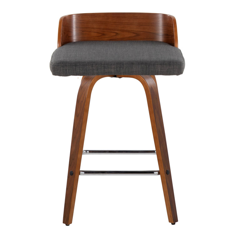 Dark Gray Bentwood Swivel Counter Stools with Chrome Footrest, Set of 2