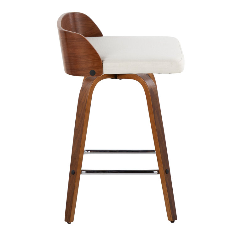Dark Gray Bentwood Swivel Counter Stools with Chrome Footrest, Set of 2