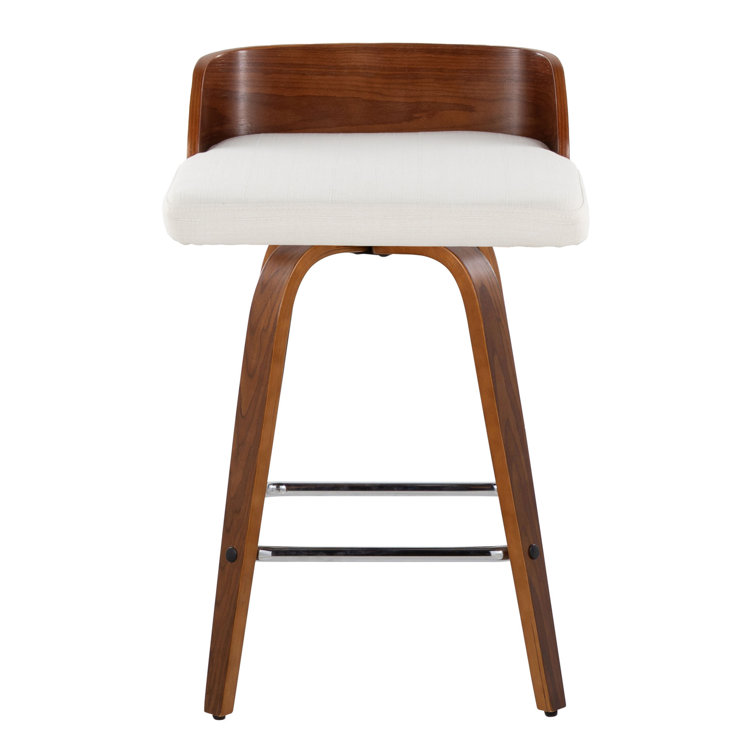 Dark Gray Bentwood Swivel Counter Stools with Chrome Footrest, Set of 2