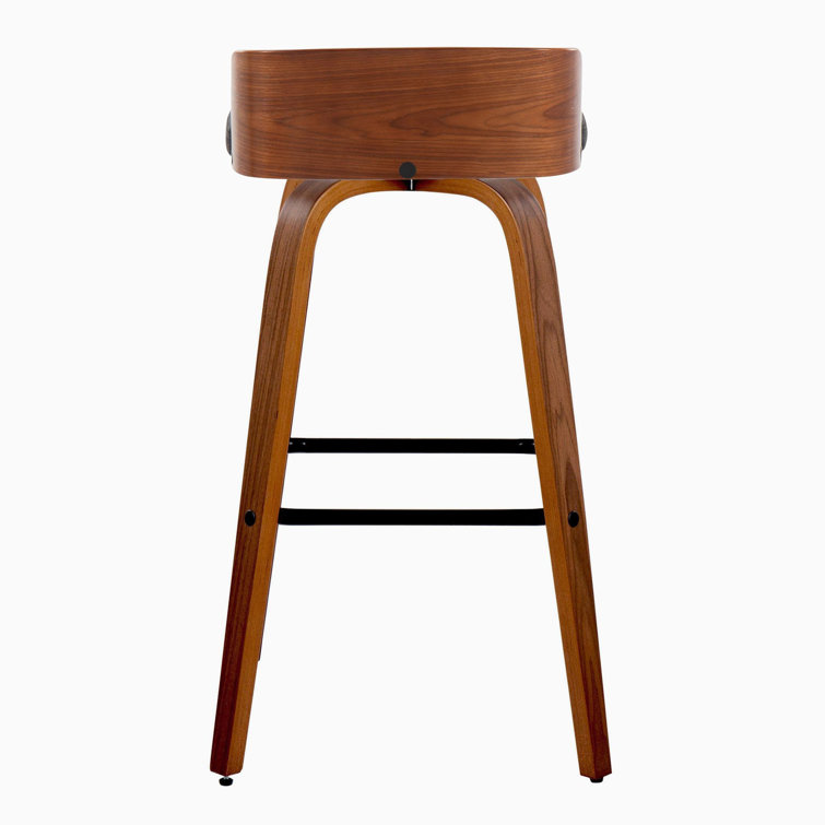 Walnut Wood and Dark Gray Swivel Barstool Set