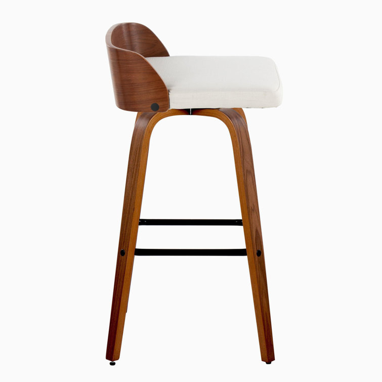 Walnut Wood and Dark Gray Swivel Barstool Set