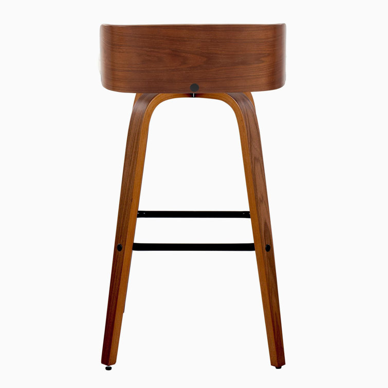 Walnut Wood and Dark Gray Swivel Barstool Set