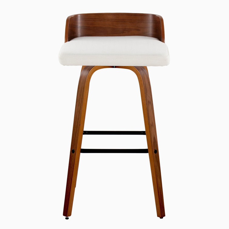 Walnut Wood and Dark Gray Swivel Barstool Set