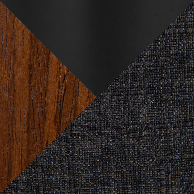 Walnut Wood and Dark Gray Swivel Barstool Set