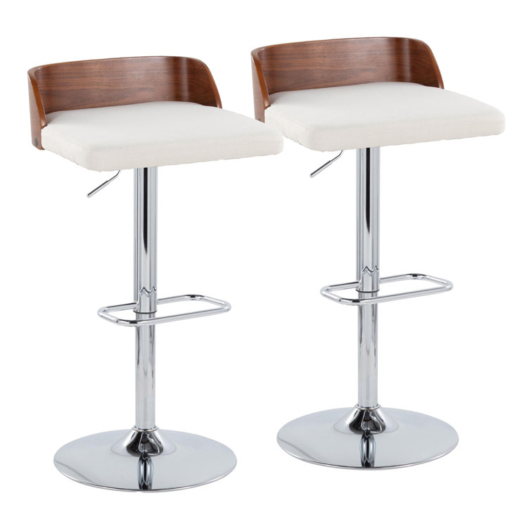 Dark Gray Adjustable Swivel Barstool with Wood Backrest