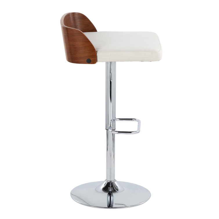 Dark Gray Adjustable Swivel Barstool with Wood Backrest
