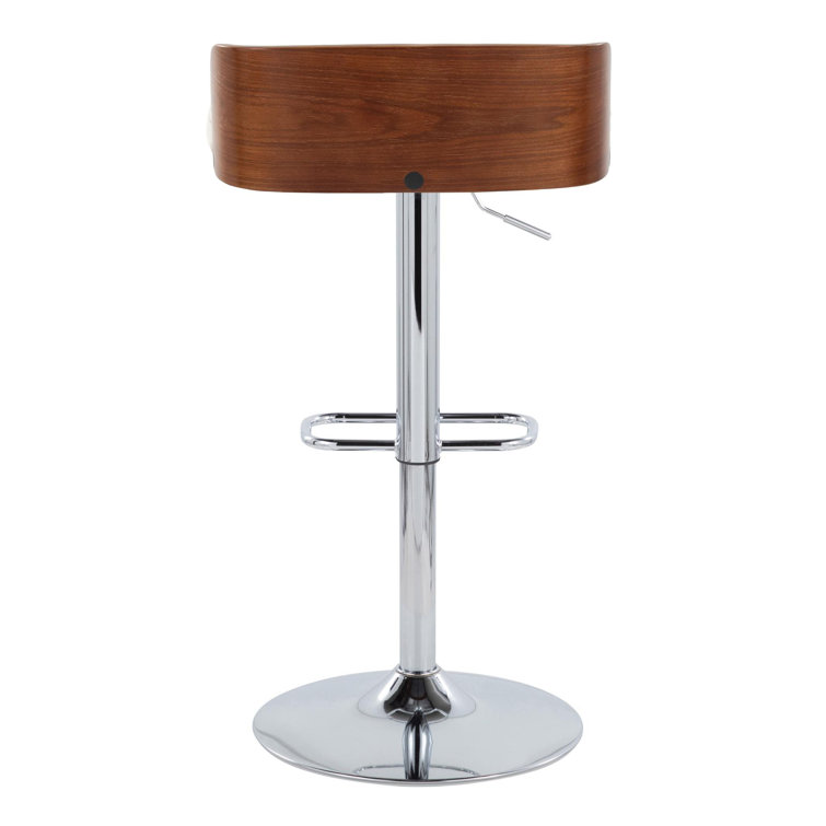 Dark Gray Adjustable Swivel Barstool with Wood Backrest