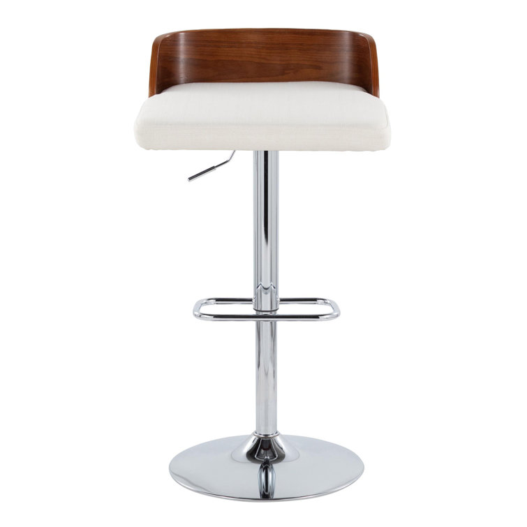 Dark Gray Adjustable Swivel Barstool with Wood Backrest