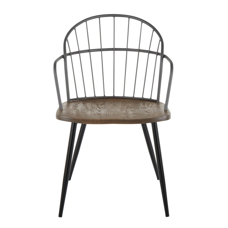 Riley Dark Brown Metal Spindle-Back Arm Chair Set