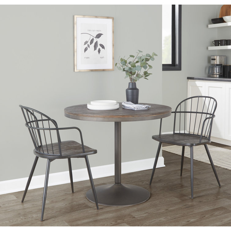 Riley Dark Brown Metal Spindle-Back Arm Chair Set