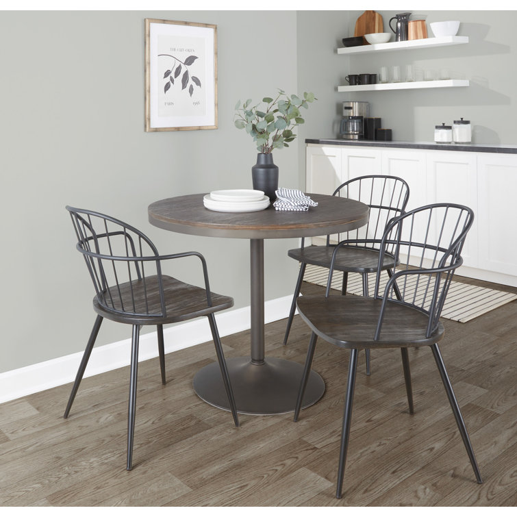 Riley Dark Brown Metal Spindle-Back Arm Chair Set