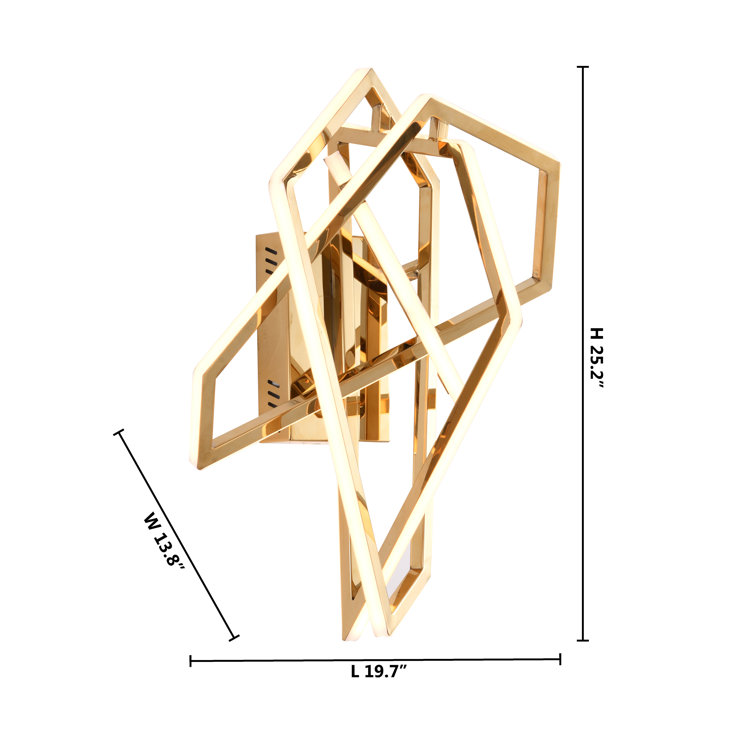 Modern Gold and Black LED Wall Sconce, 19.7" x 25.2"