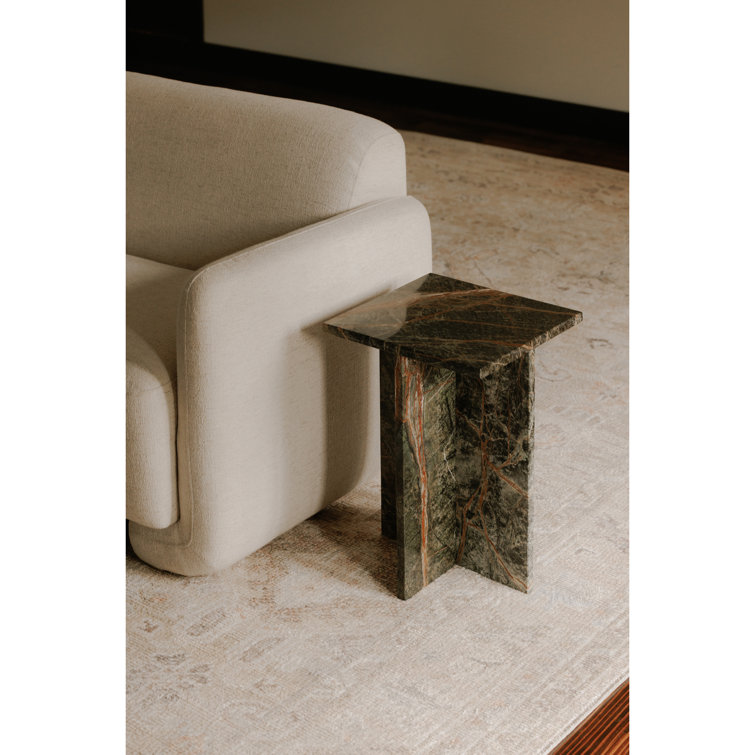 Green Marble Semi-Gloss Contemporary Side Table
